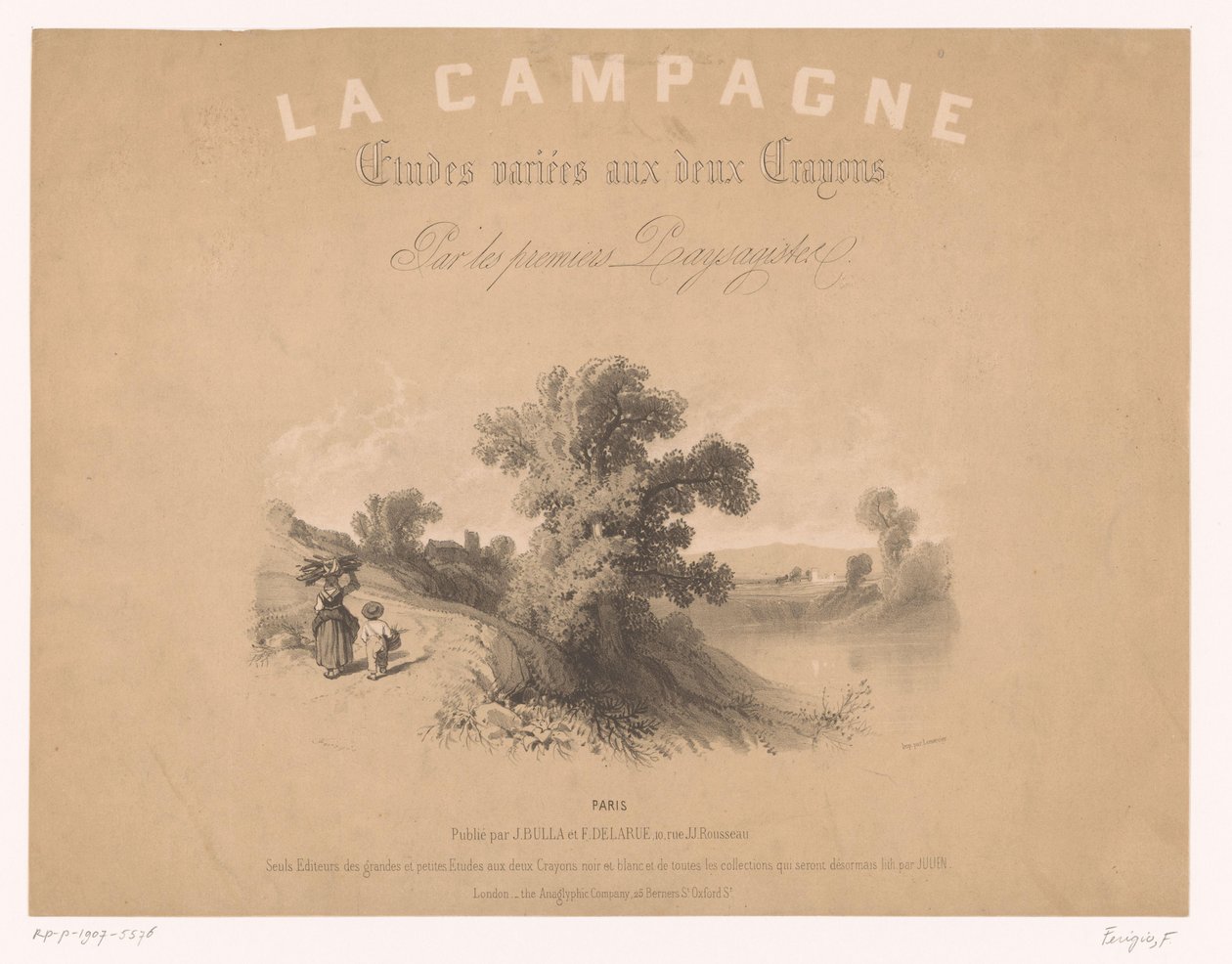 Titelbillede til: Studier af landlige scener med to typer kridt Studier af landlige scener med to typer kridt (serietitel) La kampagnen. Etudes variées aux deux Crayons par les premiers Paysagistes (serietitel på objekt) af Fortuné Ferogio