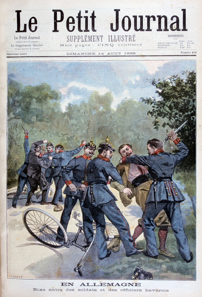 Et slagsmål mellem tyske soldater og bayerske officerer, Tyskland, 1898 af Fortuné Méaulle