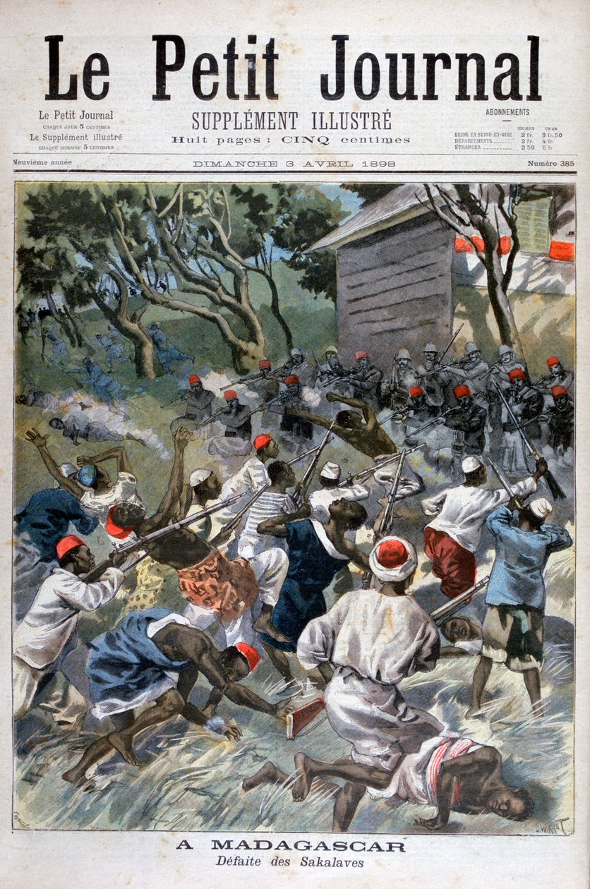 Sakalavas nederlag, Madagaskar, 1898 af Fortuné Méaulle