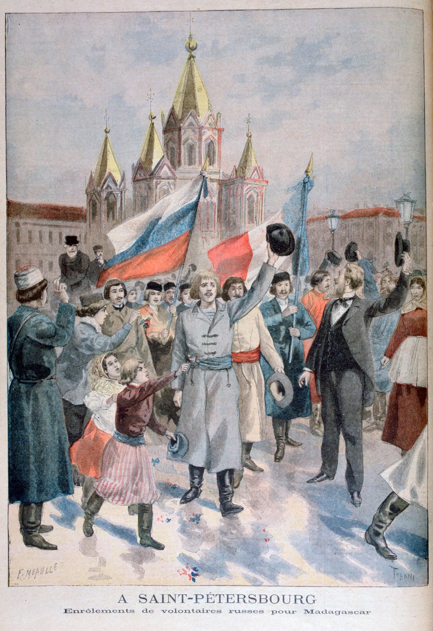 Indskrivning af russiske frivillige til Madagaskar, Skt. Petersborg, 1895 af Fortuné Méaulle