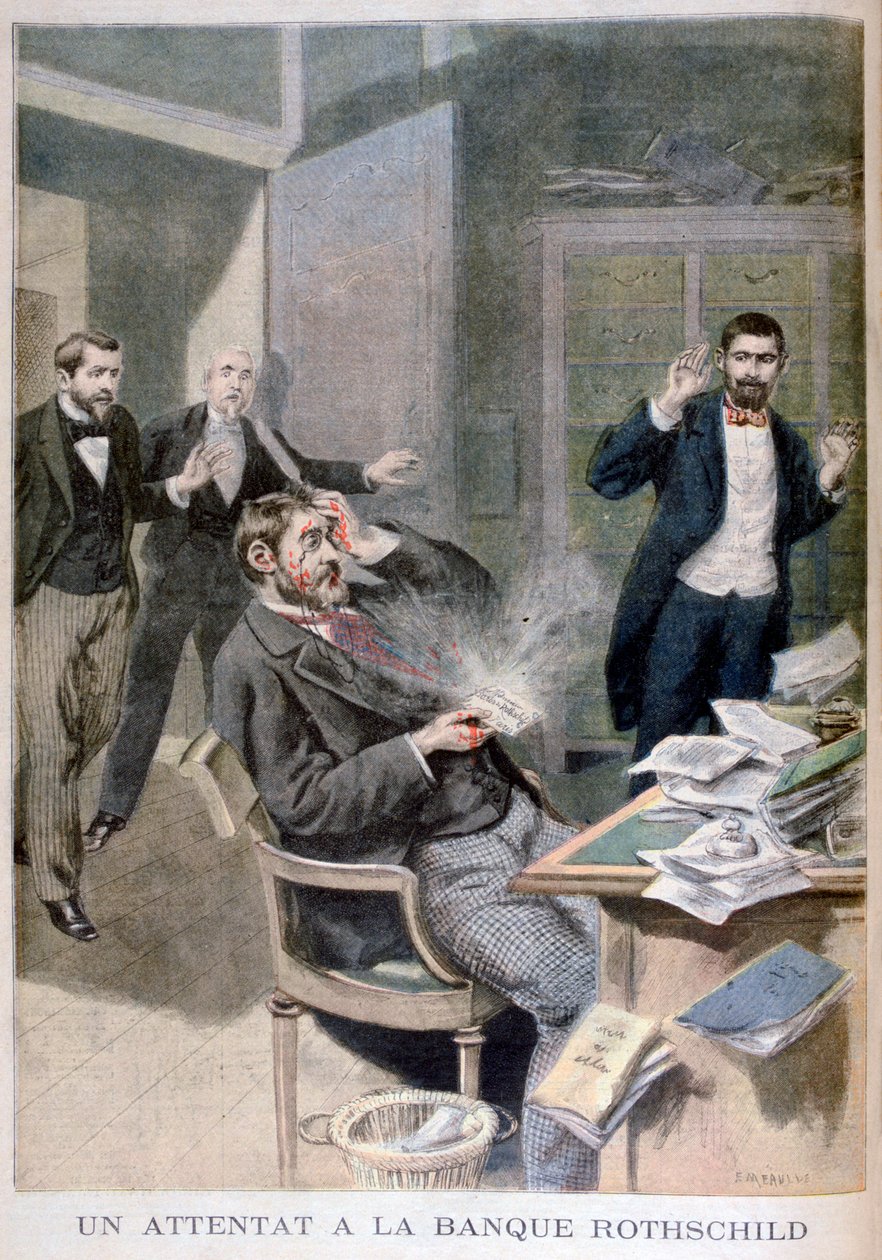 Eksplosion af en brevbombe sendt til Baron Alphonse de Rothschild, 1895 af Fortuné Méaulle