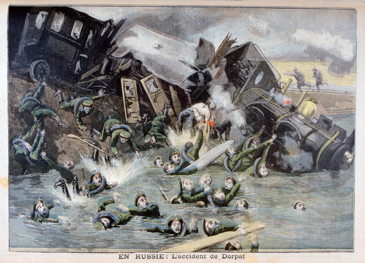Militær togulykke i Dorpat, Rusland, 1897 af Fortuné Méaulle