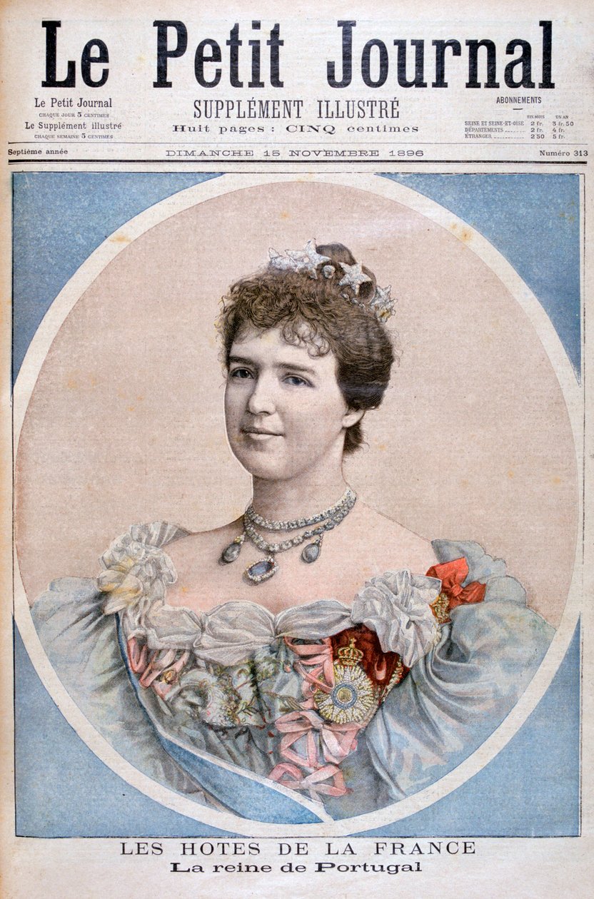 Portræt af dronning Amelia af Portugal, 1896 af Fortuné Méaulle
