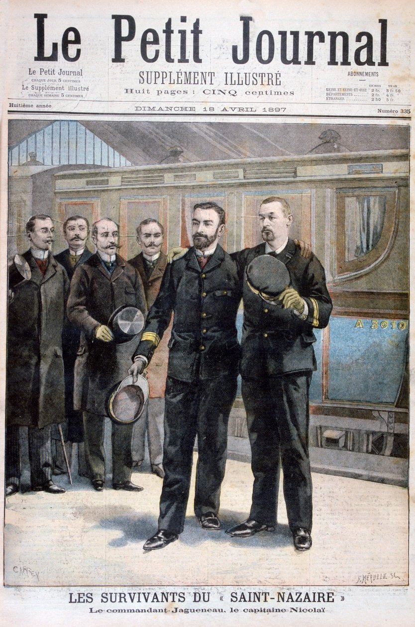 Overlevende fra byen Saint Nazaire, kommandør Jagueneau og kaptajn Nicolai, 1897 af Fortuné Méaulle