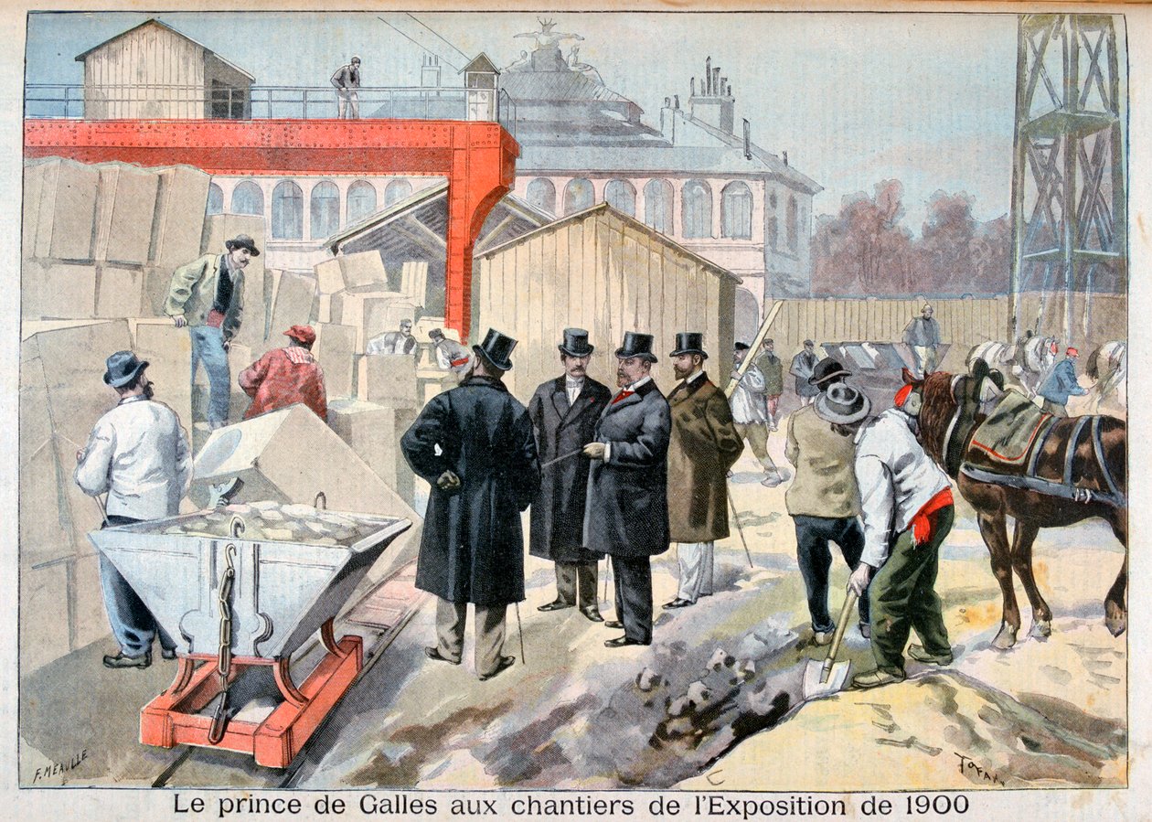 Prinsen af Wales besøger byggepladserne til Exposition Universelle i 1900, Paris, 1898 af Fortuné Méaulle
