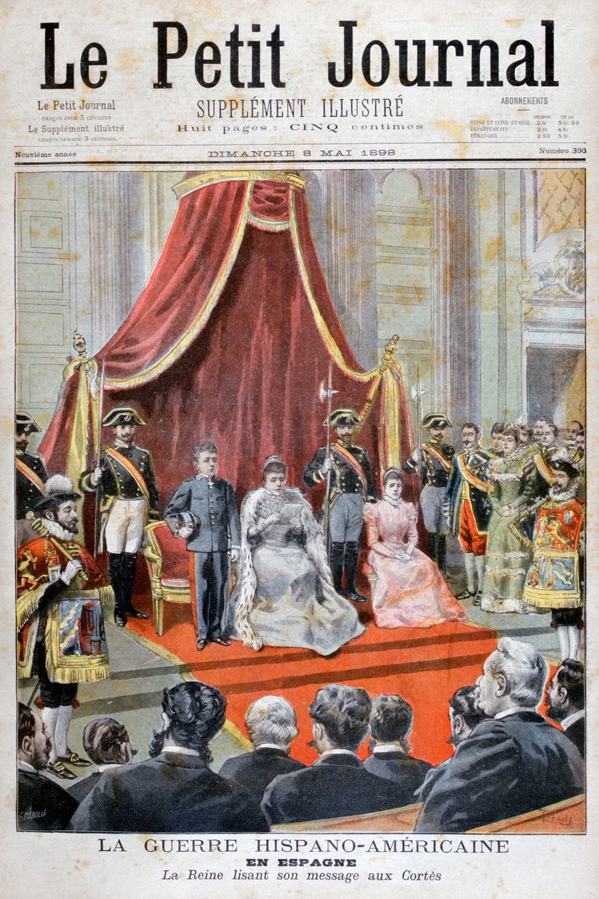 Den spanske dronning holder en tale, Spansk-amerikansk krig, 1898 af Fortuné Méaulle