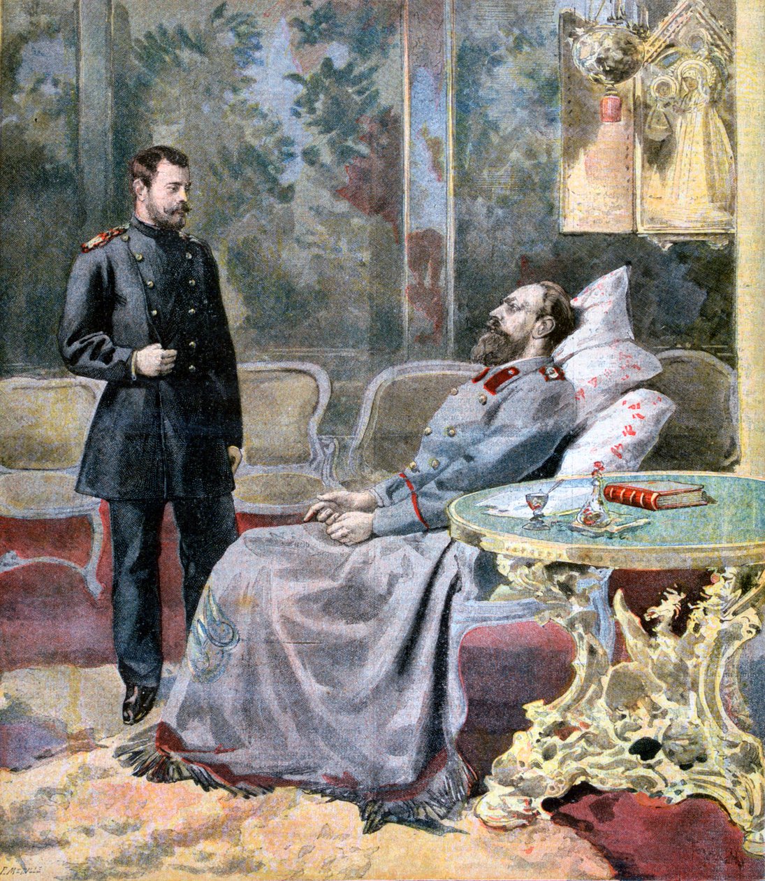 Tsarevich Nicholas og hans far Tsar Alexander III af Rusland, 1894 af Fortuné Méaulle