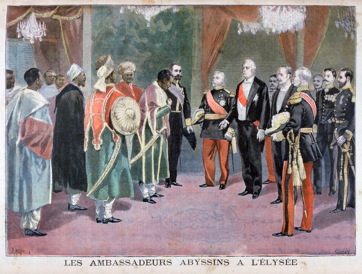 Abessiniens ambassadører besøger Élysée-paladset, 1898 af Fortuné Méaulle