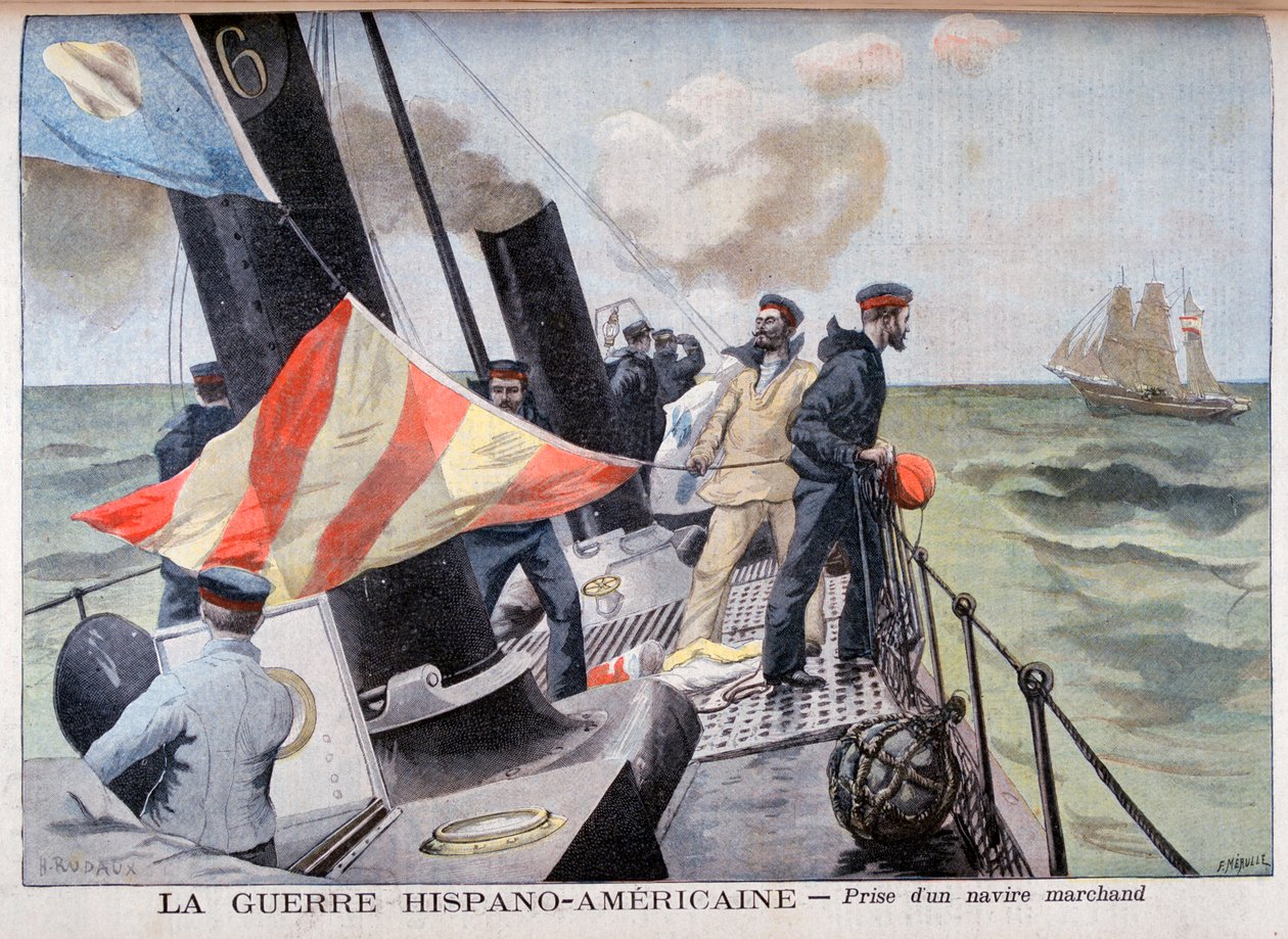 Fangsten af et handelsskib, Spansk-Amerikansk krig, 1898 af Fortuné Méaulle