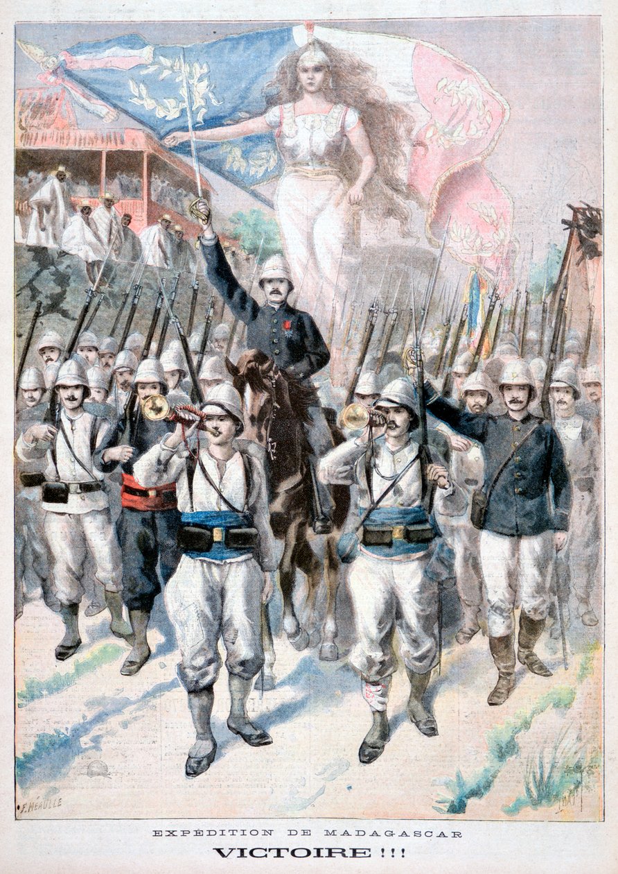Victory!!, Fransk intervention i Madagaskar, 1895 af Fortuné Méaulle
