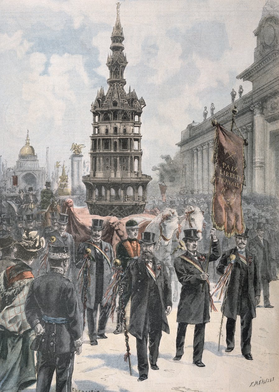 Parade af tømrernes mesterværk før Grand Palais, illustration fra 