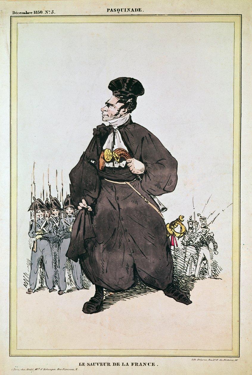 Karikatur af Baron Pasquier som Frelser af Frankrig, 1830 af Fortune Delarue