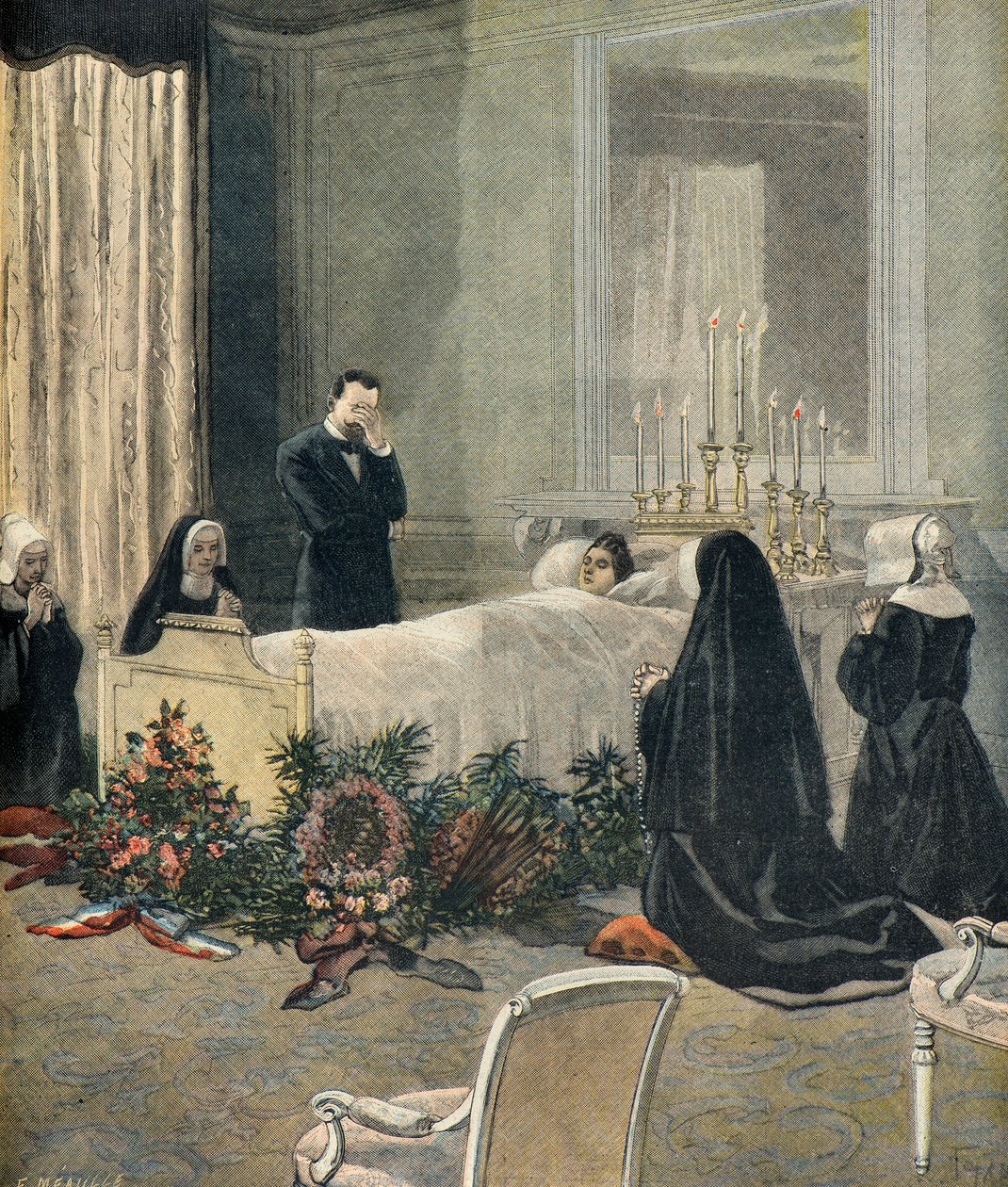 Cecile Carnot på sit dødsleje af Fortune Louis Meaulle