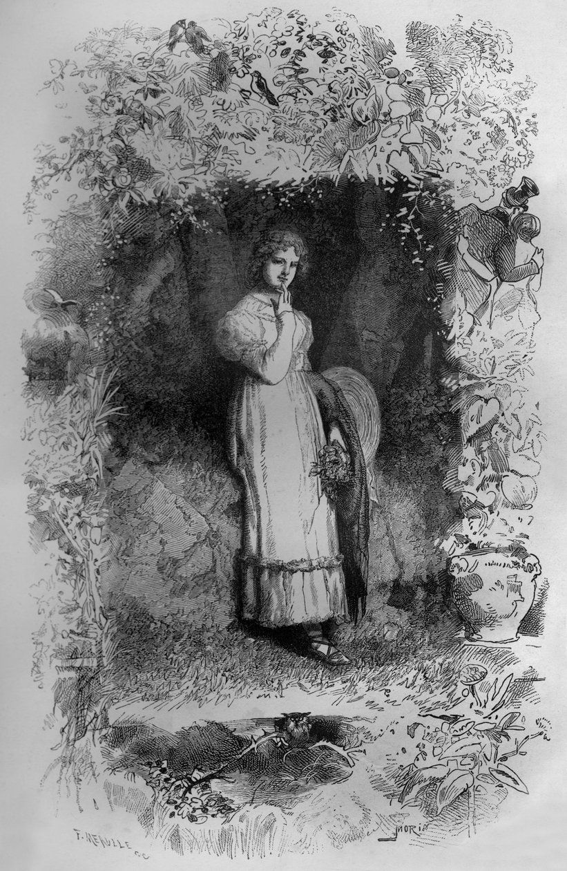 Fantine, illustration af romanen Les Miserables af Victor Hugo, stik af Fortune Meaulle af Fortune Louis Meaulle