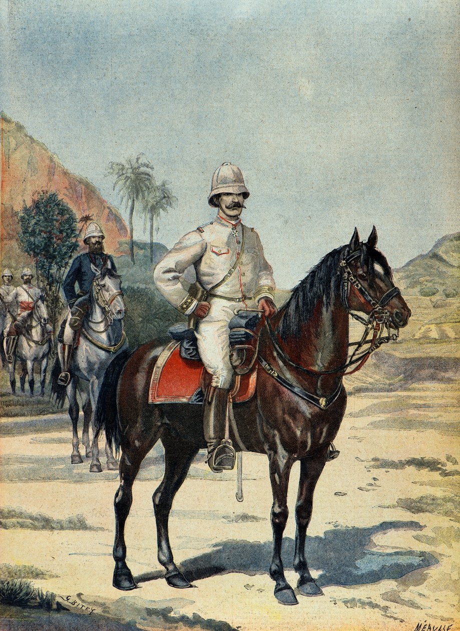 General Joseph Gallieni i Madagaskar i 1899 (gravering) af Fortune Louis Meaulle