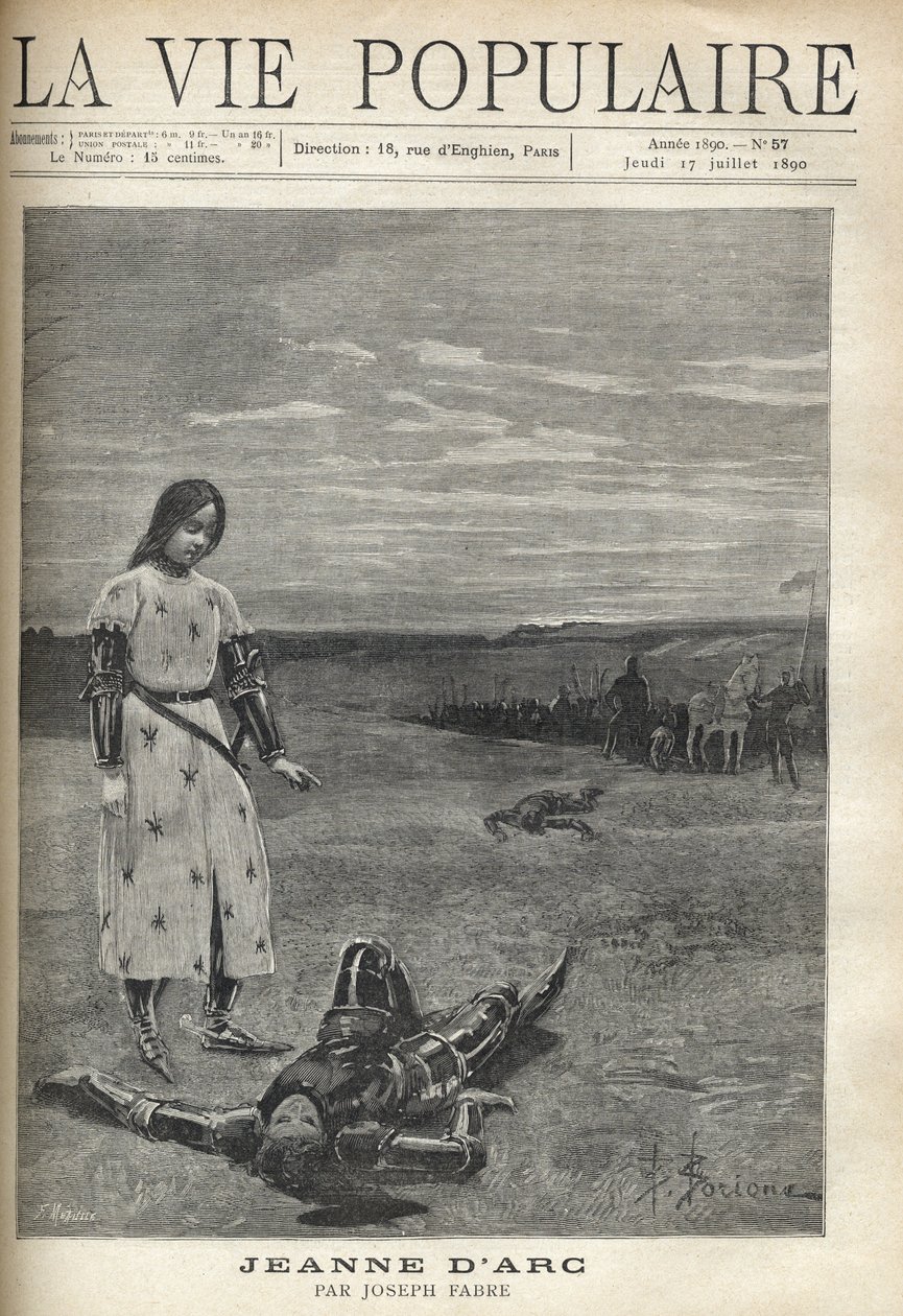 Foran troppen af bevæbnede riddere, Jeanne d