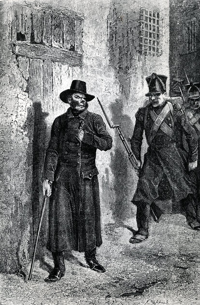 Javert jagter Valjean, illustration fra 