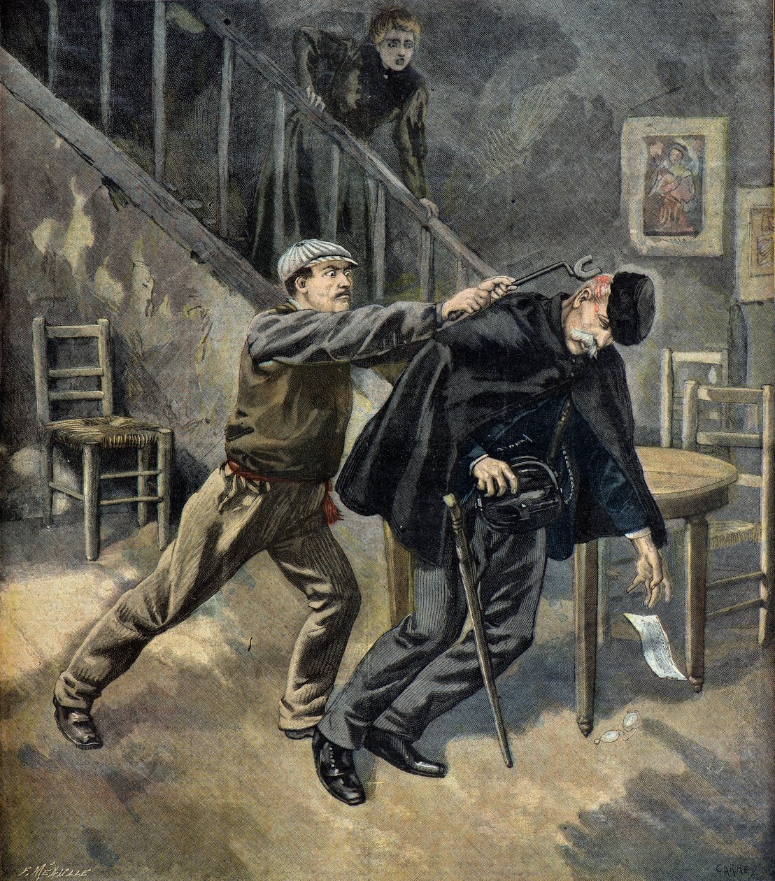 Mordet på Augustin Lamarre, Kreml Bicetre 1897 (gravering) af Fortune Louis Meaulle