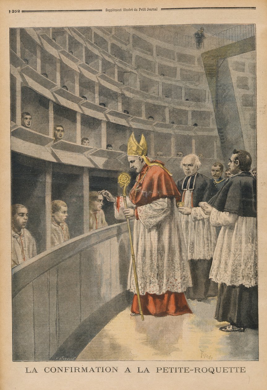 Religiøs konfirmation i La Petite Roquettes fængsel, fra Le Petit Journal, 1. november 1896 af Fortune Louis Meaulle