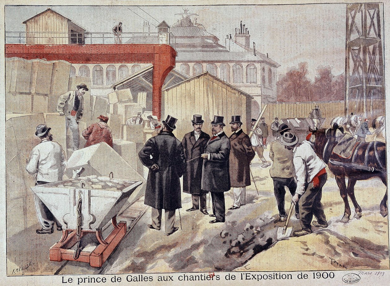 Prinsen af Wales (Edward VII) besøger byggepladserne for den fremtidige verdensudstilling - i "The Petity Journal" af Fortune Louis Meaulle