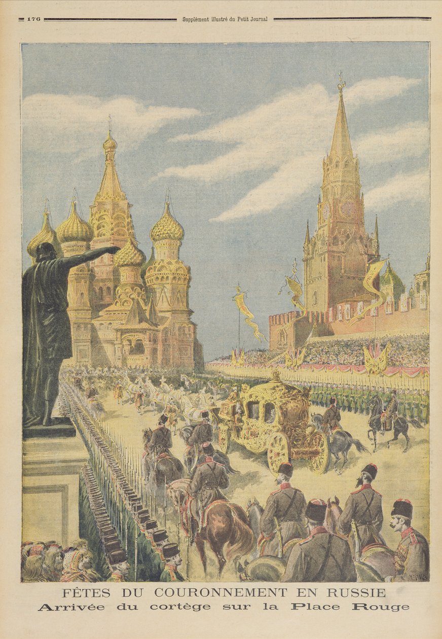 Fejring for kroningen af zar Nicholas II (1894-1917) Ankomst af Cortege på Den Røde Plads, fra 