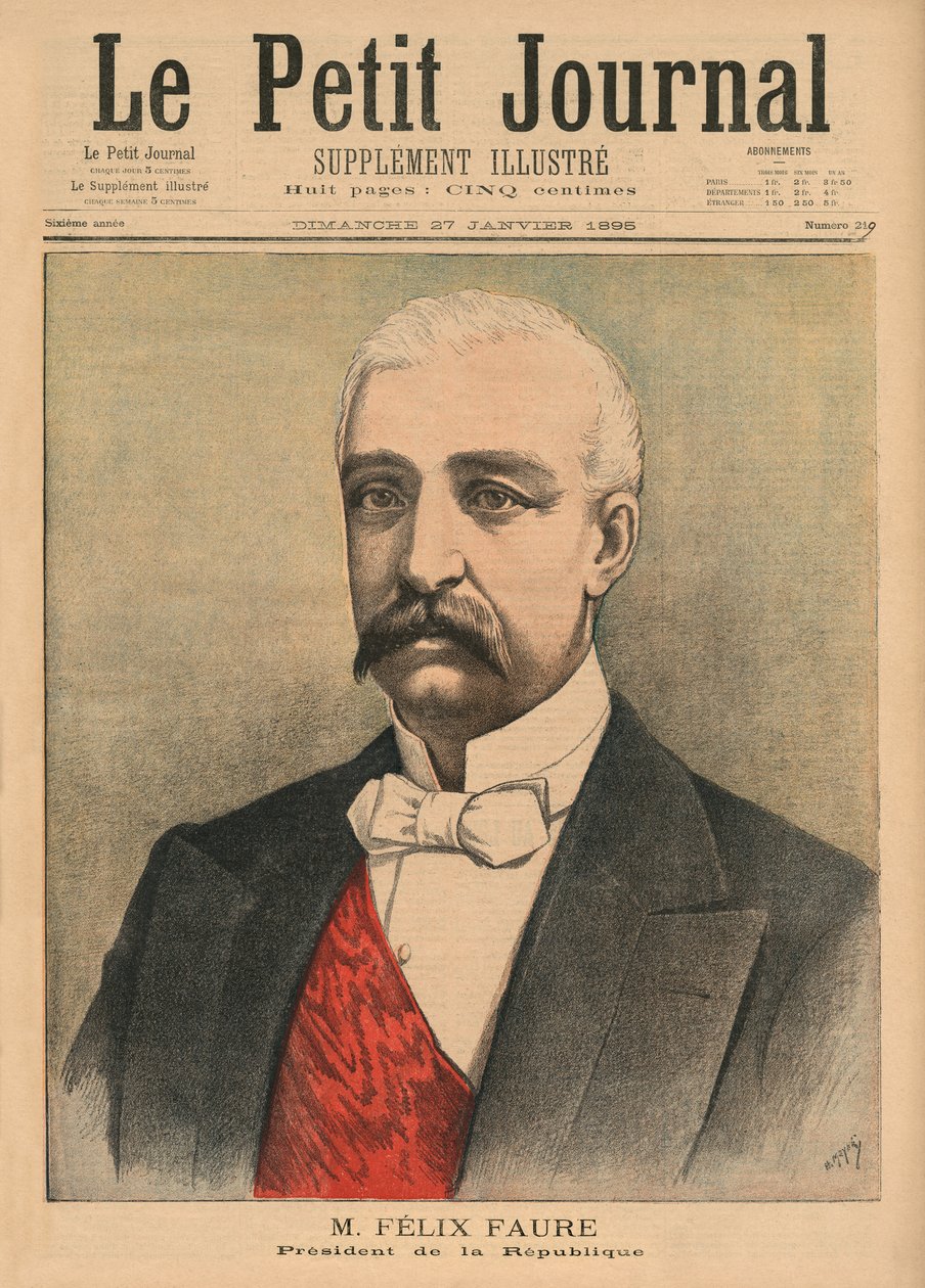 Felix Faure, præsident for den franske republik, illustration på forsiden af "Le Petit Journal", supplement illustre, 27. januar 1895 af Fortune Louis Meaulle and Henri Meyer
