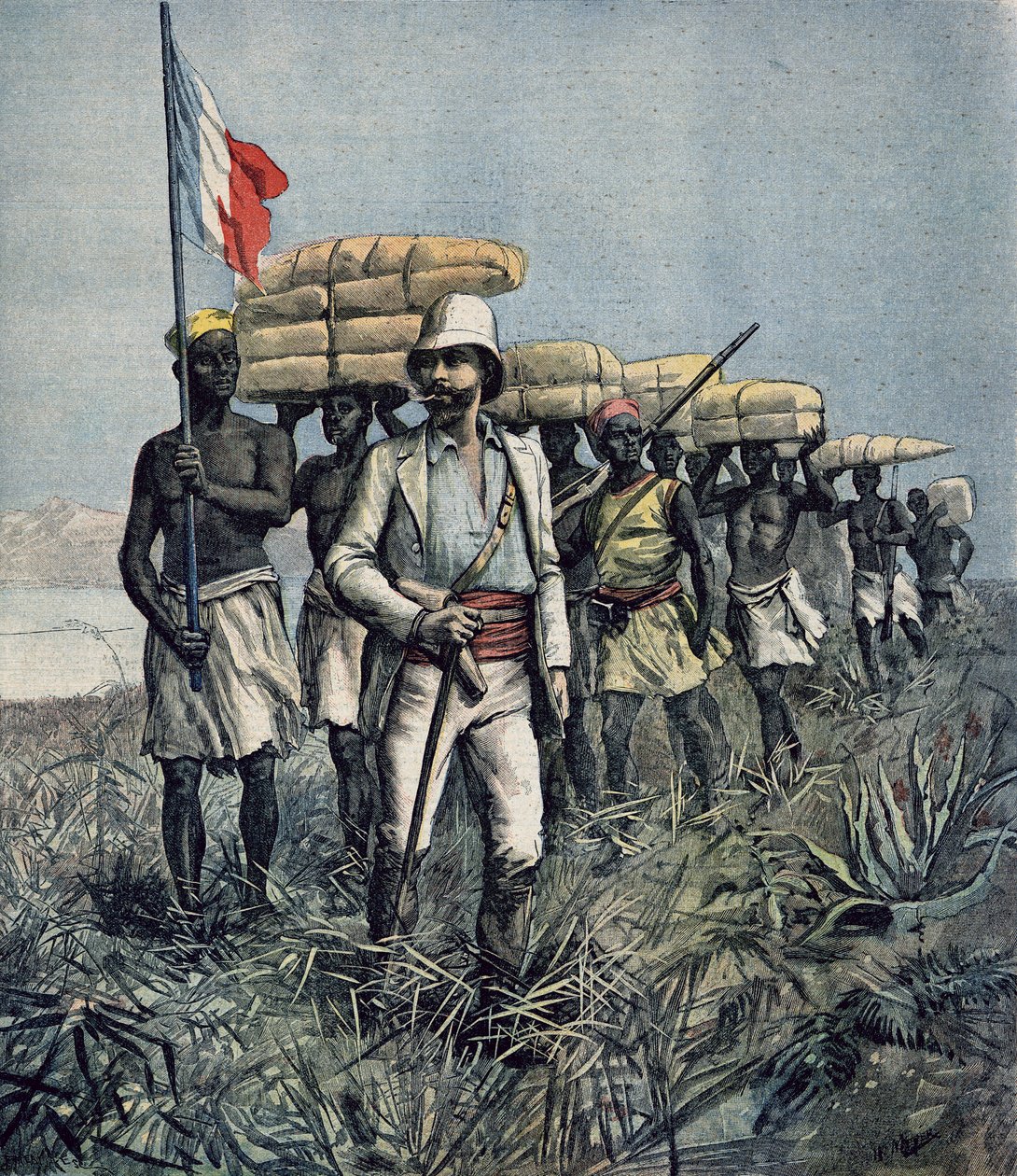 Løjtnant Mizon (1853-99) på sin mission i 1892 om at udforske River Benue-området i Nigeria, fra 