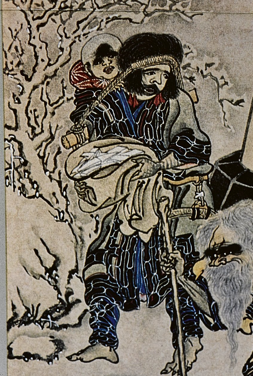 De store ledere i det attende århundredes Ainu: Itokoi og Shinichi fra Akkeshi, Chosama fra Uraashibetsu og Shonko fra Noshappu, i særdeleshed, illustration af Fosco Maraini