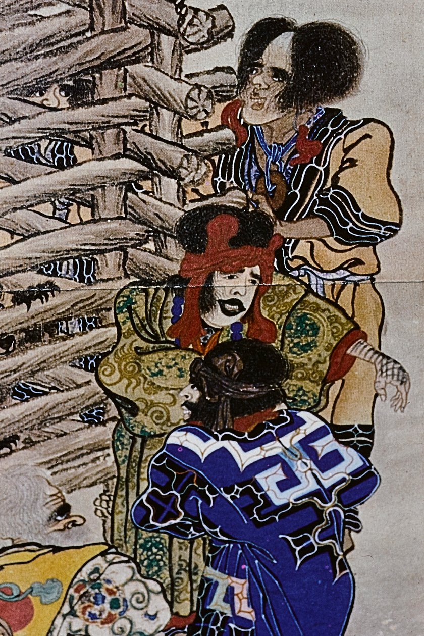 De store ledere i det attende århundredes Ainu: Itokoi og Shinichi fra Akkeshi, Chosama fra Uraashibetsu og Shonko fra Noshappu, i særdeleshed, illustration af Fosco Maraini