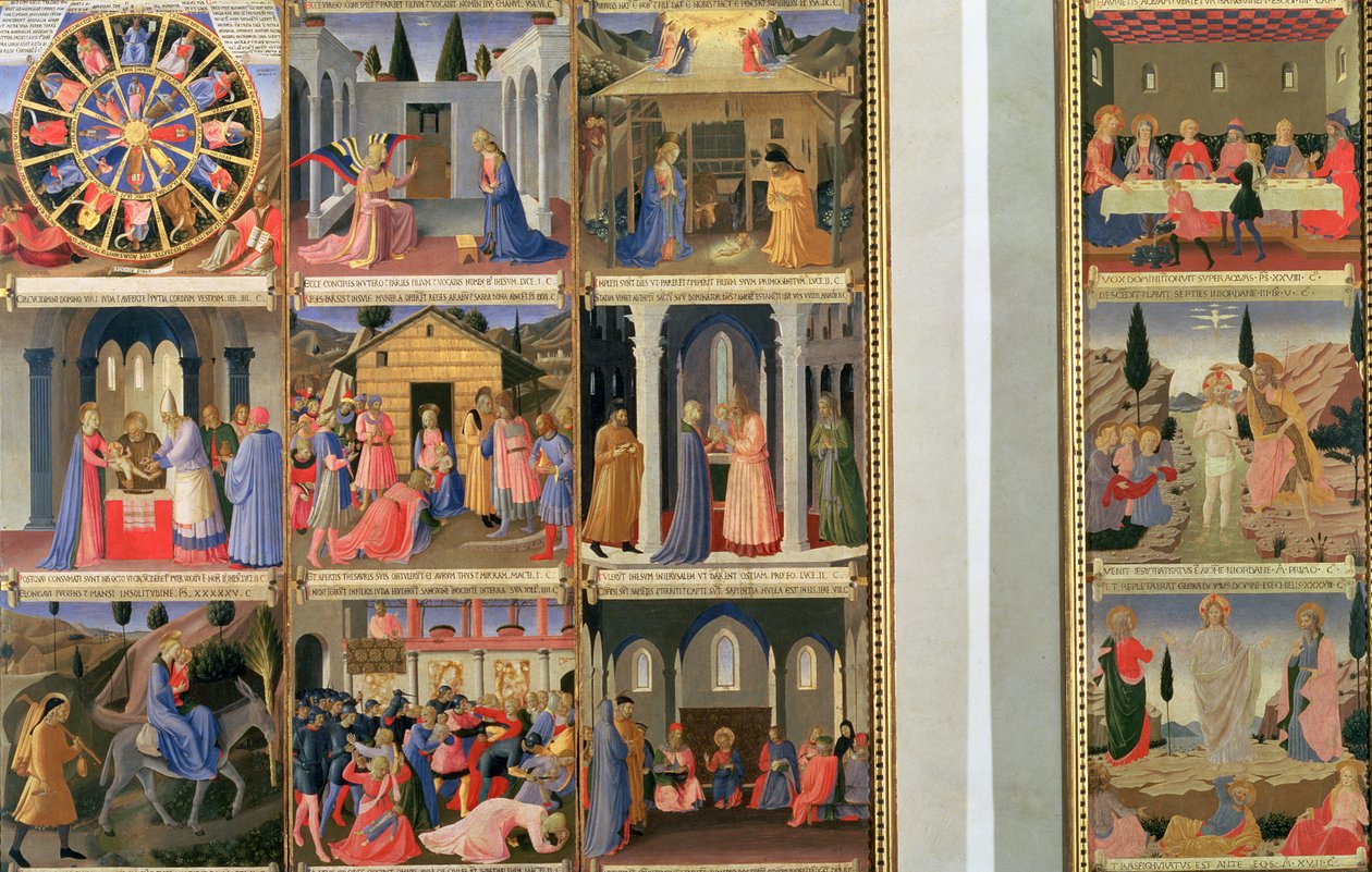 Scener fra Kristi liv, panel 1 og 2 fra Santissima Annunziatas sølvskattekammer, ca. 1450-53 (tempera på panel) af Fra Angelico