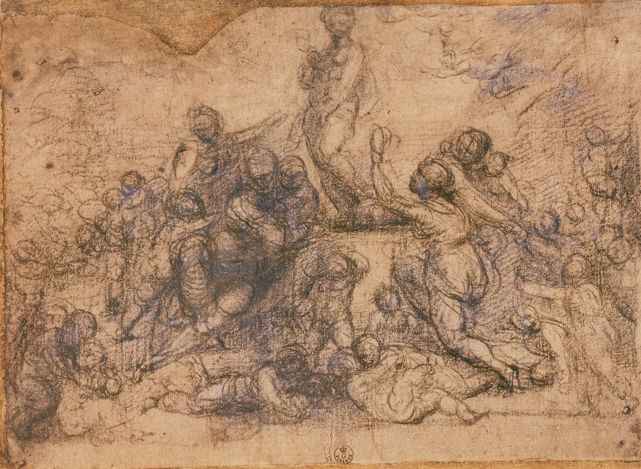 Studie til tilbedelse af Venus, ca. 1490-1517 (kul på papir) af Fra 1472 1517 Bartolommeo