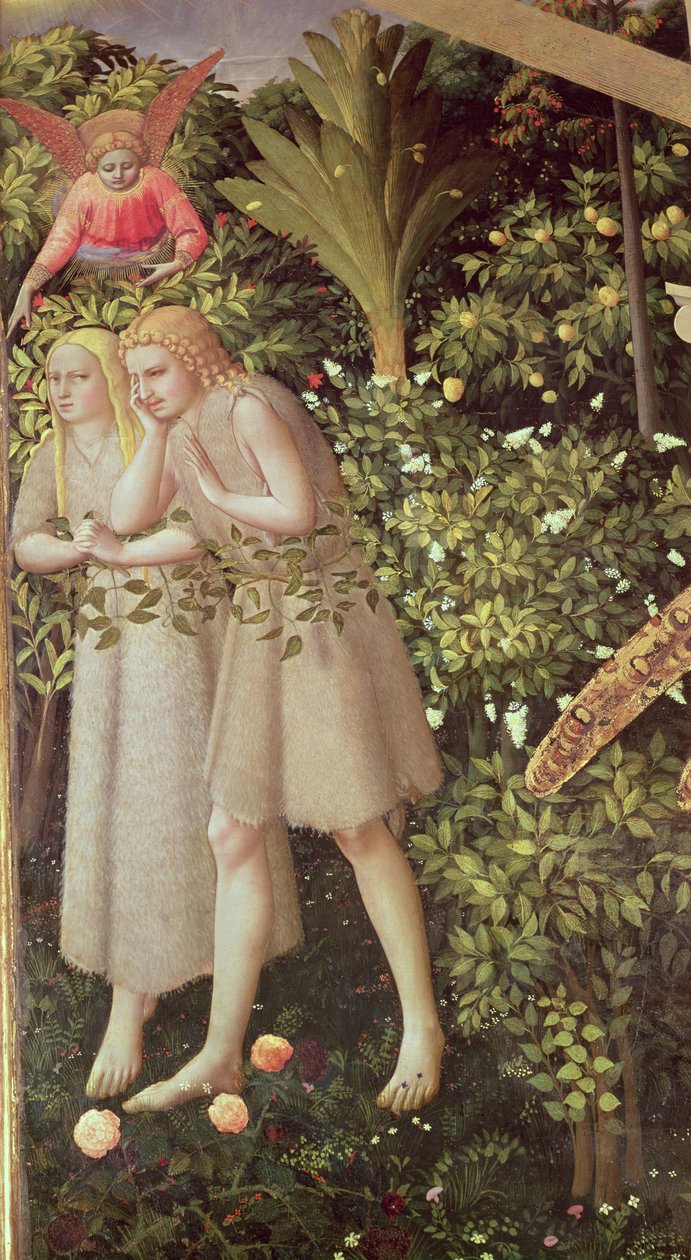 Adam og Eva fordrevet fra paradis, detalje fra bebudelsen, ca. 1430-32 af Fra Angelico