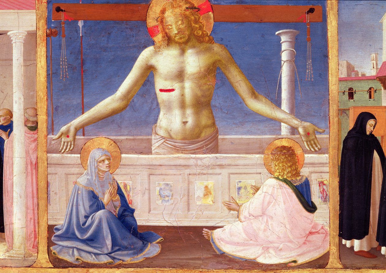 Kristus stiger op fra sin grav, detalje af predella-panelet af Jomfruens kroning, ca.1430-32 (tempera på panel) af Fra Angelico
