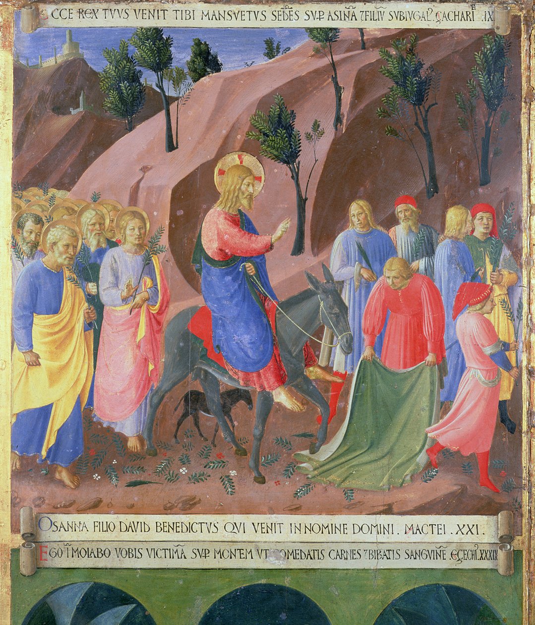 Kristi indtog i Jerusalem, detalje fra panel tre i Santissima Annunziatas sølvskattekammer, ca. 1450-53 (tempera på panel) af Fra Angelico