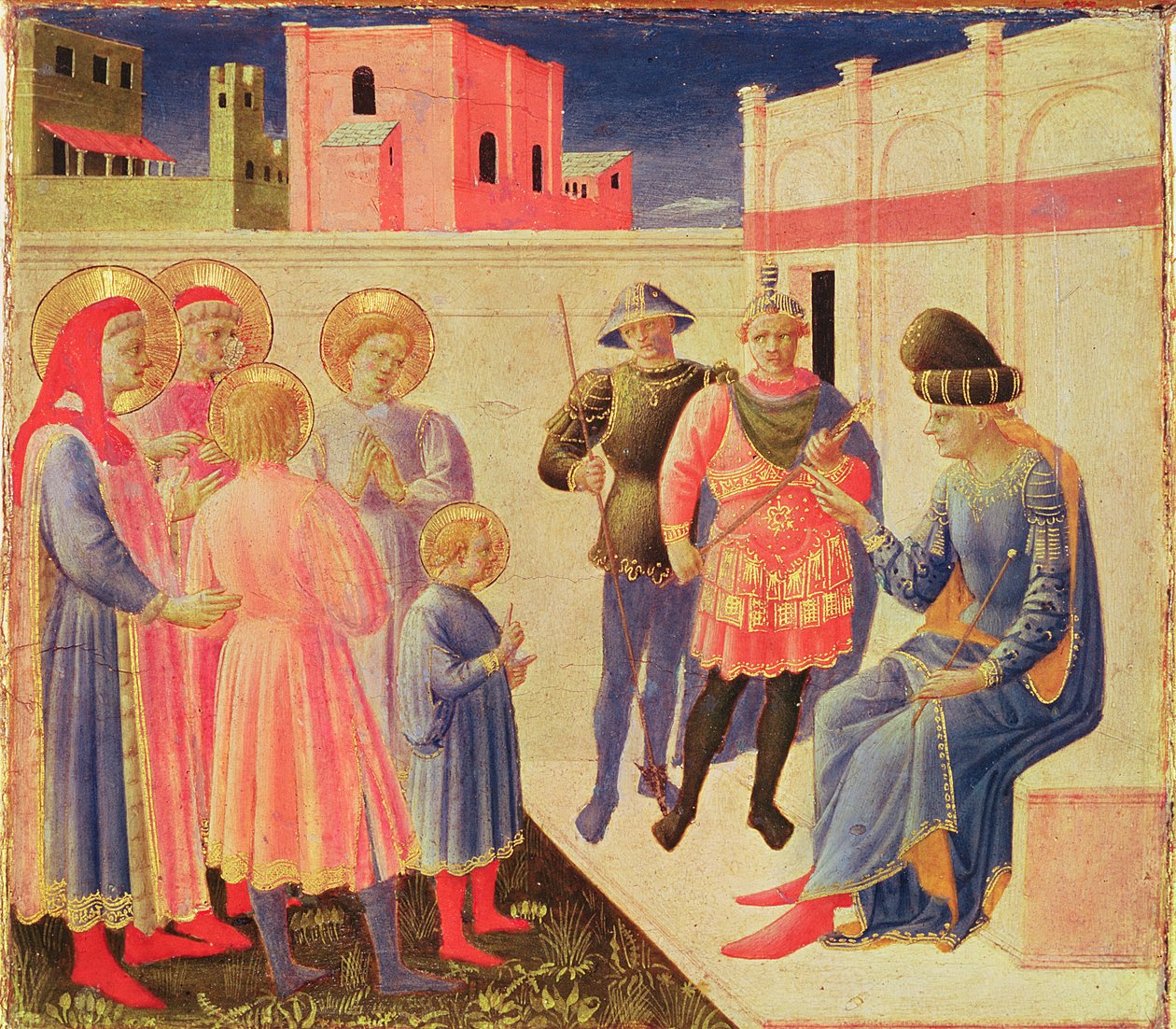 SS. Cosmas og Damian før Diocletian, predella fra Annalena-altertavlen, 1434 (tempera på panel) af Fra Angelico