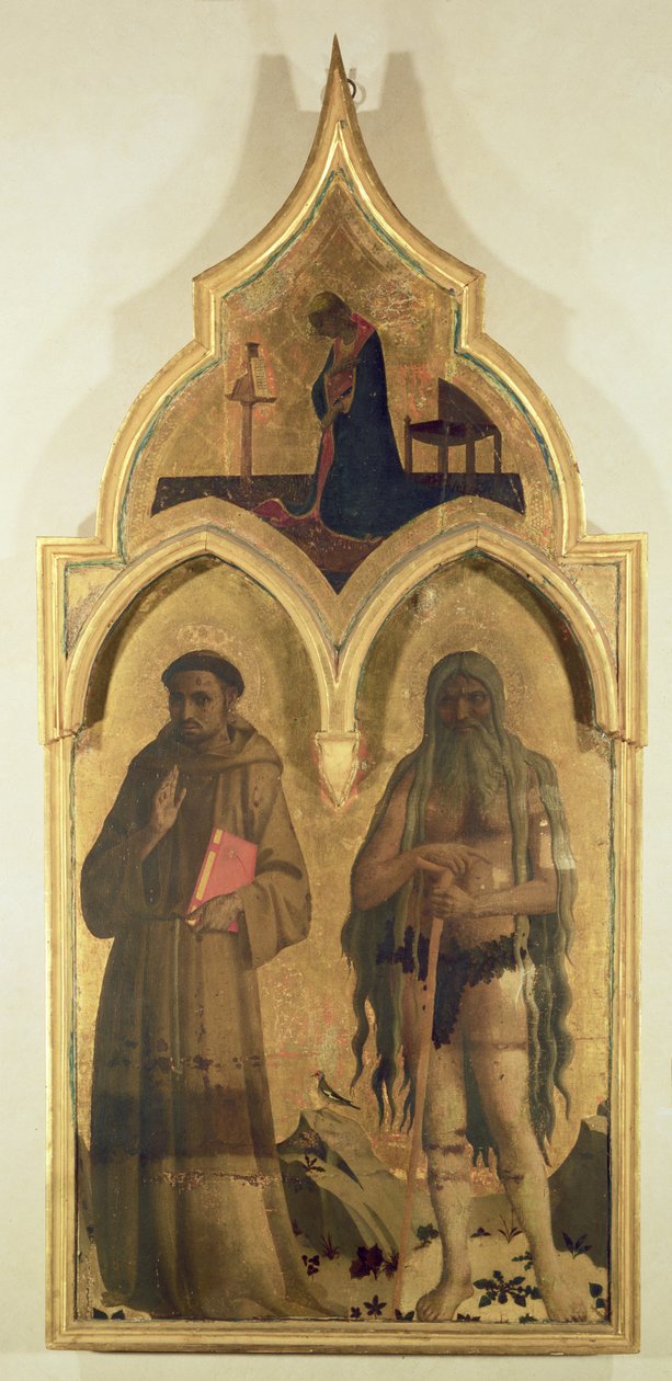 SS. Francis og Onuphrius, sidepanel fra The Madonna and Child with the Holy Trinity Tabernacle, ca. 1430 (tempera på panel) (se også 94747-8) af Fra Angelico