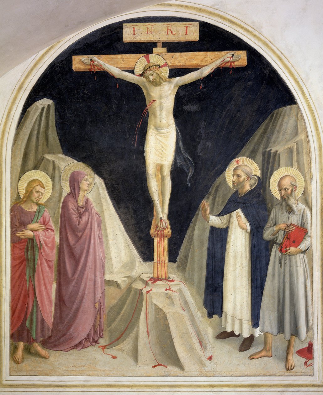 Korsfæstelsen, med SS. Dominic og Jerome, 1442 af Fra Angelico