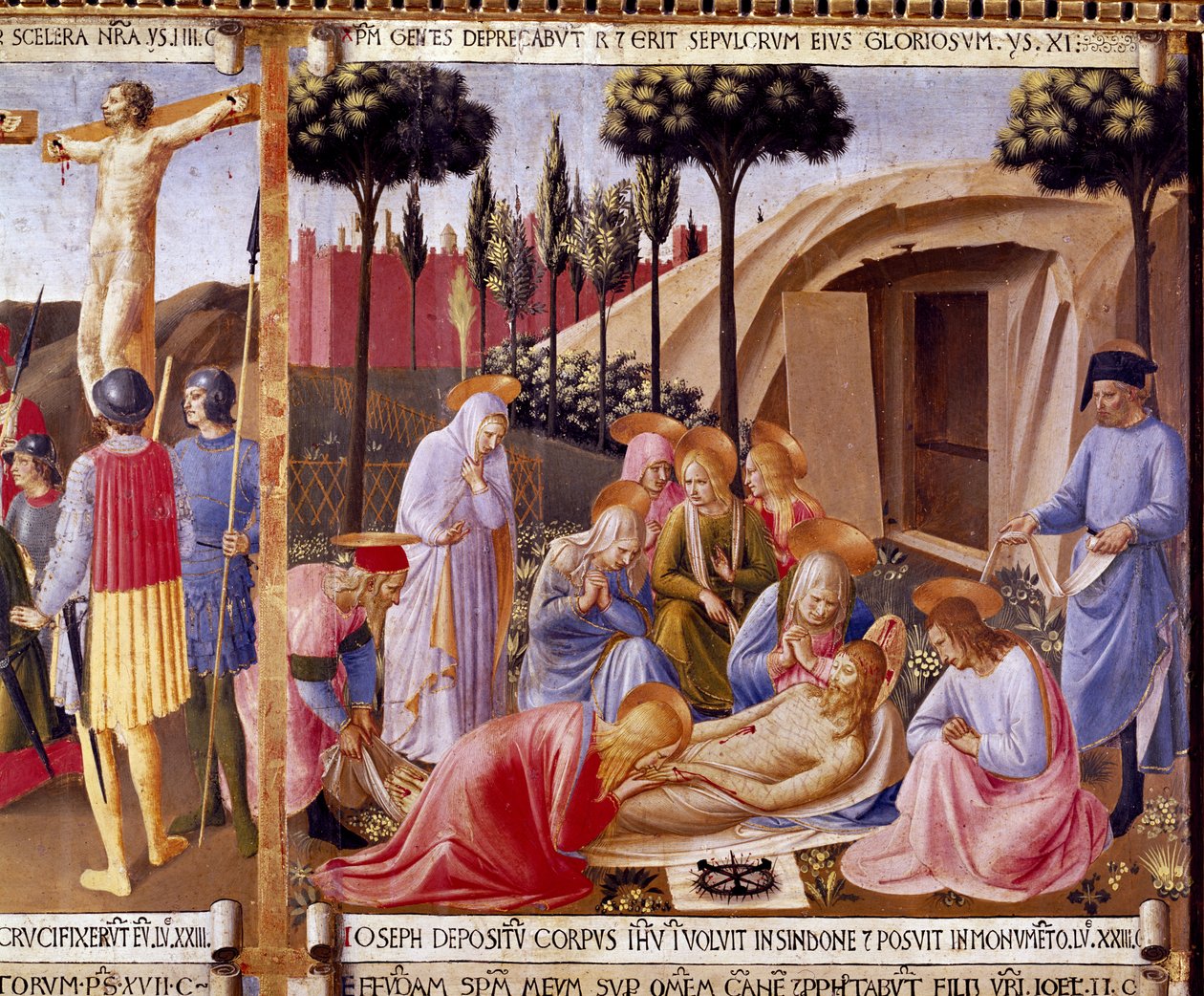 Deponeringen, detalje fra panel fire i Santissima Annunziatas sølvskattekammer, ca. 1450-53 (tempera på panel) af Fra Angelico