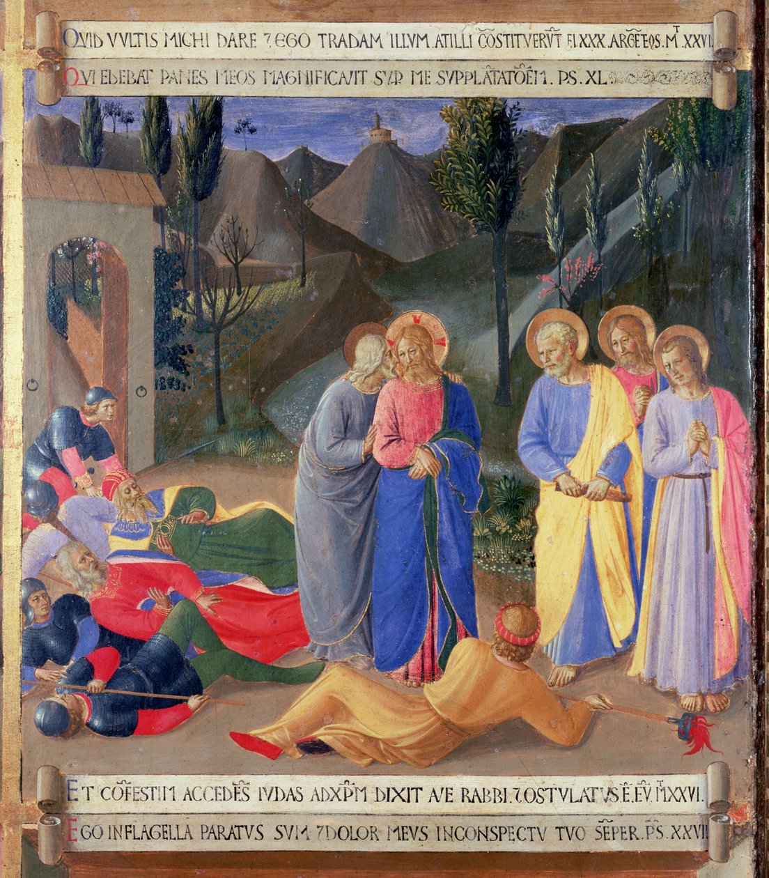The Kiss of Judas, detalje fra panel tre i Santissima Annunziatas sølvskattekammer, ca. 1450-53 (tempera på panel) af Fra Angelico