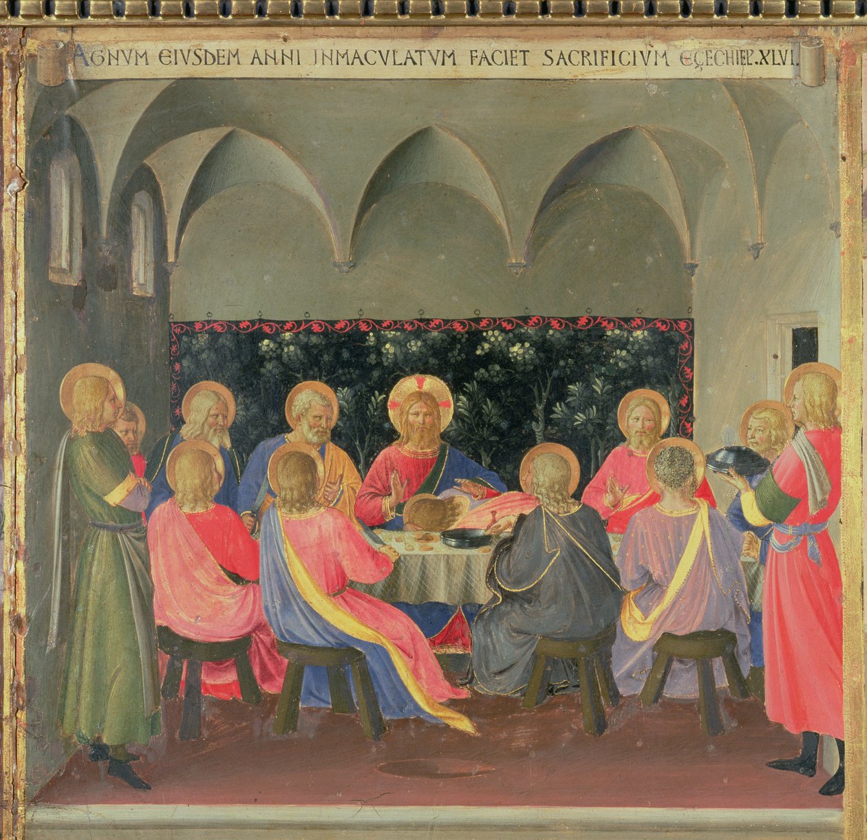 Den sidste nadver, detalje fra panel tre i Santissima Annunziatas sølvskattekammer, ca. 1450-53 (tempera på panel) af Fra Angelico