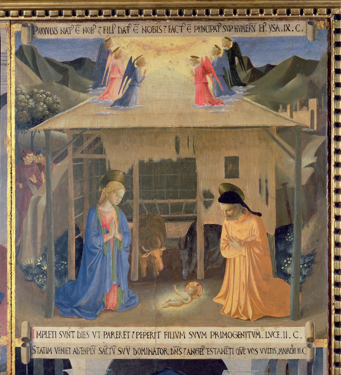Fødselskirken, detalje fra det første panel i Santissima Annunziata-sølvskatkammeret, ca. 1450-53 (tempera på panel) af Fra Angelico