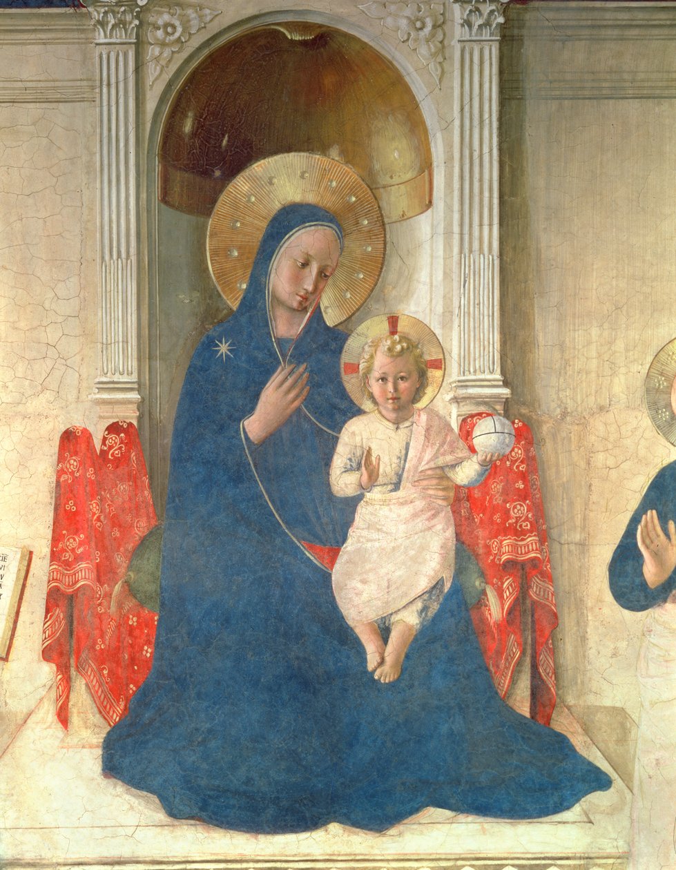 The Virgin and Child Enthroned, detalje af Madonna delle Ombre, 1450 fresko af Fra Angelico