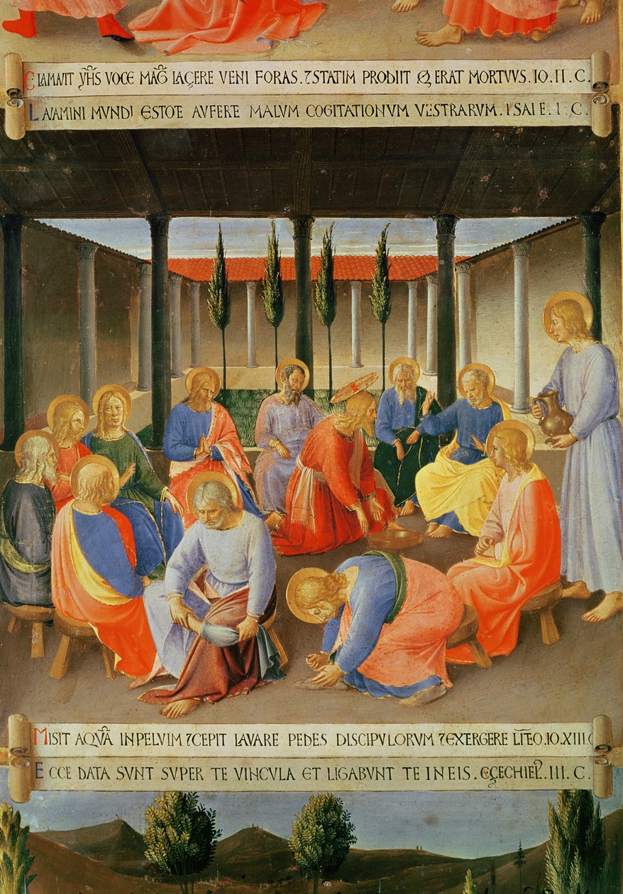 The Washing of the Feet, detalje fra panel tre i Santissima Annunziatas sølvskattekammer, ca. 1450-53 (tempera på panel) af Fra Angelico