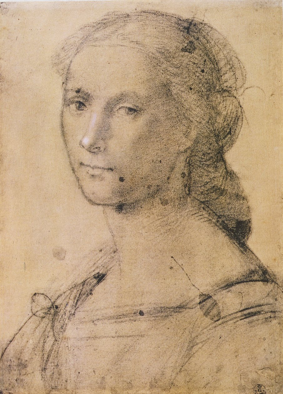 Portræt af en ung kvinde (kridt på papir) af Fra Bartolommeo