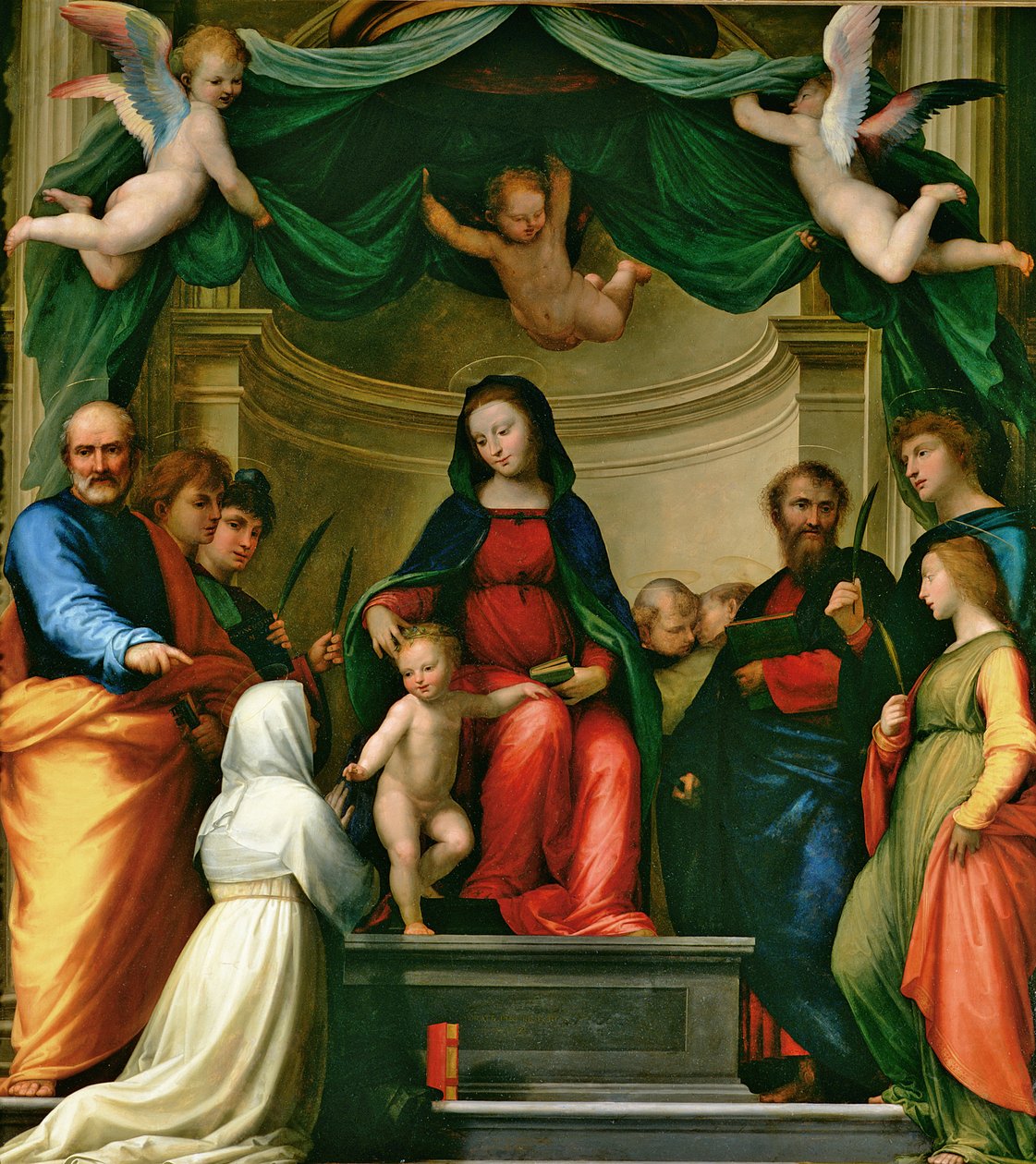 Katarina af Sienas mystiske ægteskab med hellige, 1511 af Fra Bartolommeo