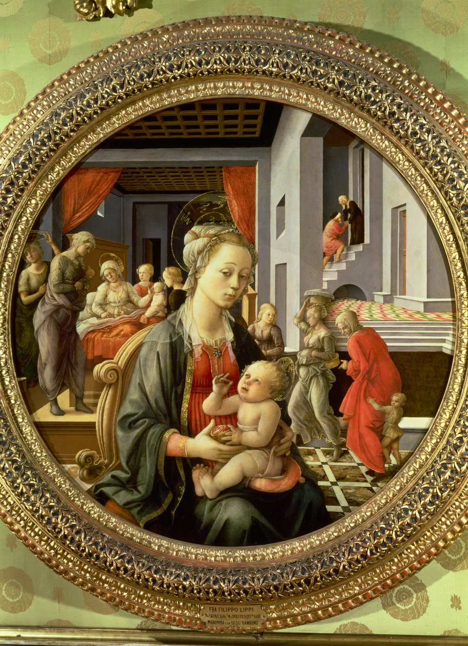 Madonna og barn med scener fra Jomfruens liv, 1452 (tempera på panel) af Fra Filippo Lippi