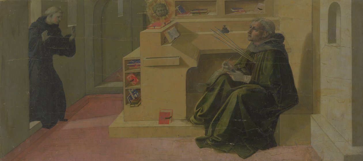 Den hellige Augustin i sit arbejdsværelse (predella på Barbadori altertavle) af Fra Filippo Lippi