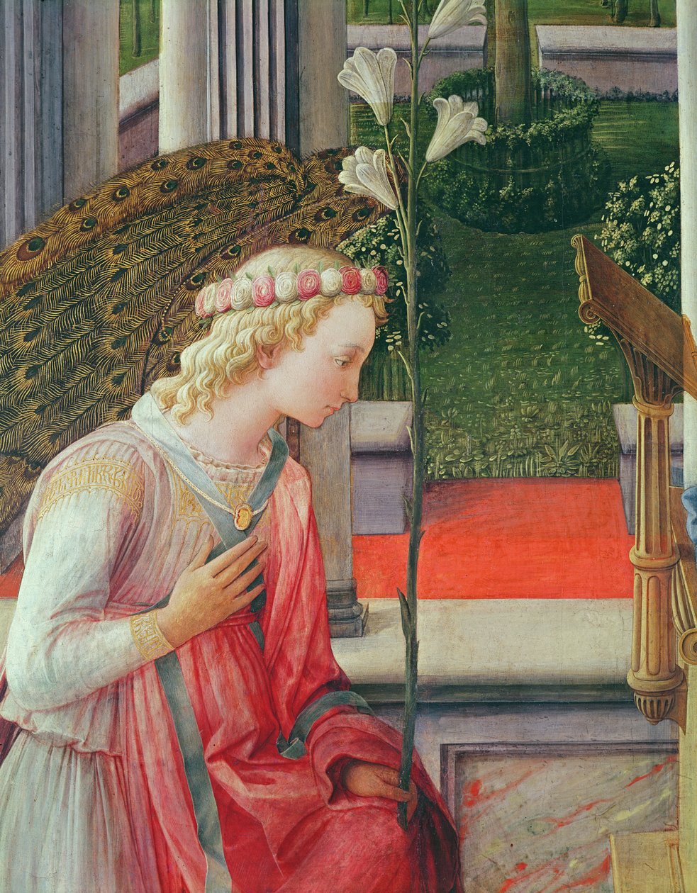 Bebudelsen, detalje af englen Gabriel (detalje af 244961) af Fra Filippo Lippi