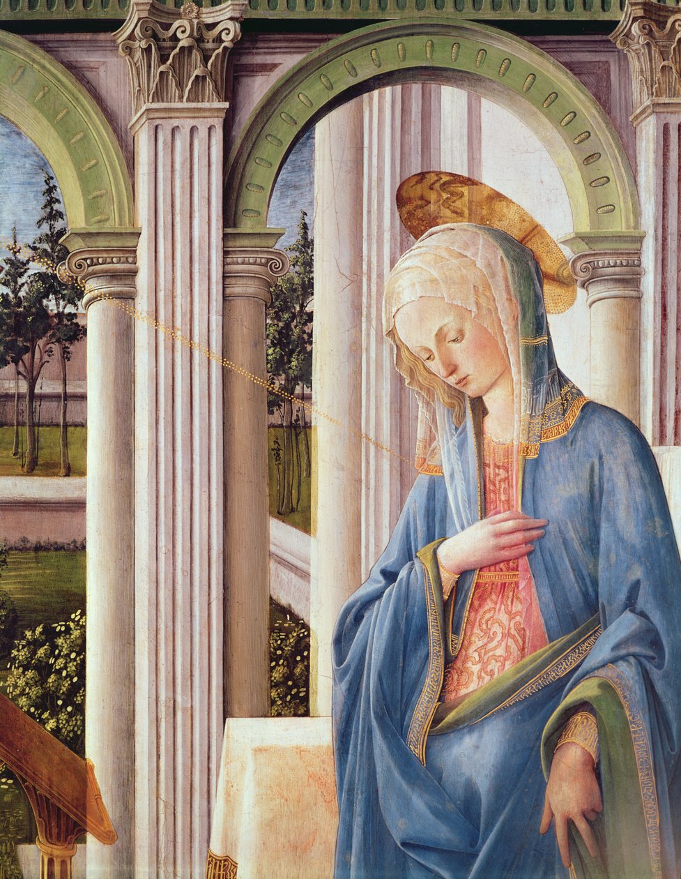Bebudelsen, detalje af Jomfru Maria (detalje af 244961) af Fra Filippo Lippi