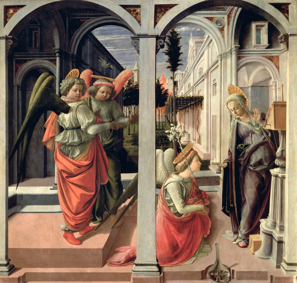 Bebudelsen med tre engle, 1440 af Fra Filippo Lippi